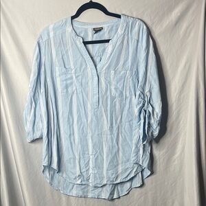 Torrid Light Blue Striped Blouse